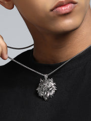 قلادة برج الأسد - فضي معدني