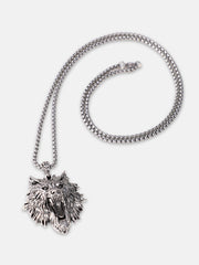 قلادة برج الأسد - فضي معدني
