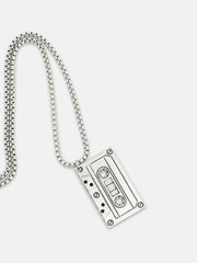 قلادة ستيريو - فضي معدني