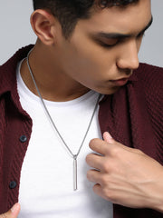 قلادة على شكل قضيب - فضي معدني