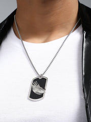 قلادة الأجنحة - فضي معدني