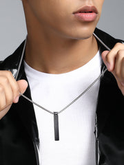 قلادة على شكل أنبوب - فضي معدني