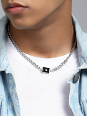 The Block Pendant Necklace - Metallic Silver