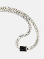 The Block Pendant Necklace - Metallic Silver