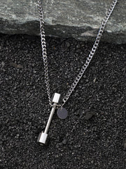 French Accent - The dumbell Pendant Necklace - Metallic Silver
