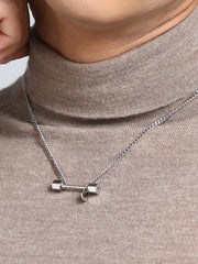 French Accent - The dumbell Pendant Necklace - Metallic Silver