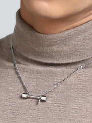 French Accent - The dumbell Pendant Necklace - Metallic Silver