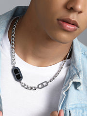 قلادة سلسلة إنترا - فضي معدني