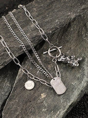 The Dollar Teddy Pendant Necklace - Metallic Silver