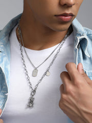 The Dollar Teddy Pendant Necklace - Metallic Silver