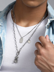 The Dollar Teddy Pendant Necklace - Metallic Silver