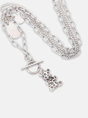 The Dollar Teddy Pendant Necklace - Metallic Silver