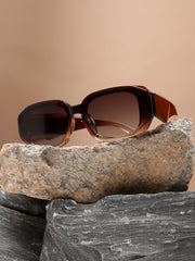The Ombre Rectangular Sunglass - Coffee Brown