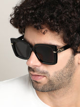 The Gilded Hinge Rectangular Sunglass - Onyx Black