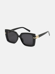 The Gilded Hinge Rectangular Sunglass - Onyx Black