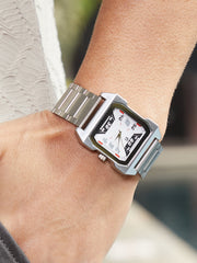 French Accent - The Blazer Square Watch - Metallic Silver