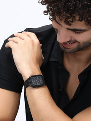 The Noir Rectangular Watch - Onyx Black
