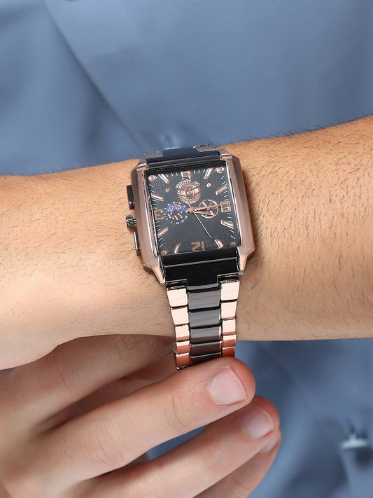 French Accent - The Navir Four-Dial Rectangular Watch - Multicolour