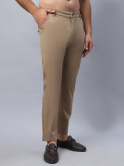 Tapered Fit Solid Trousers For Men