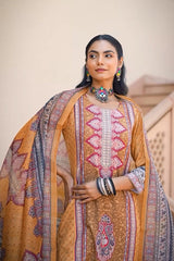 yellow rayon blend ethnic motifs printed straight kurta trouser with dupatta
