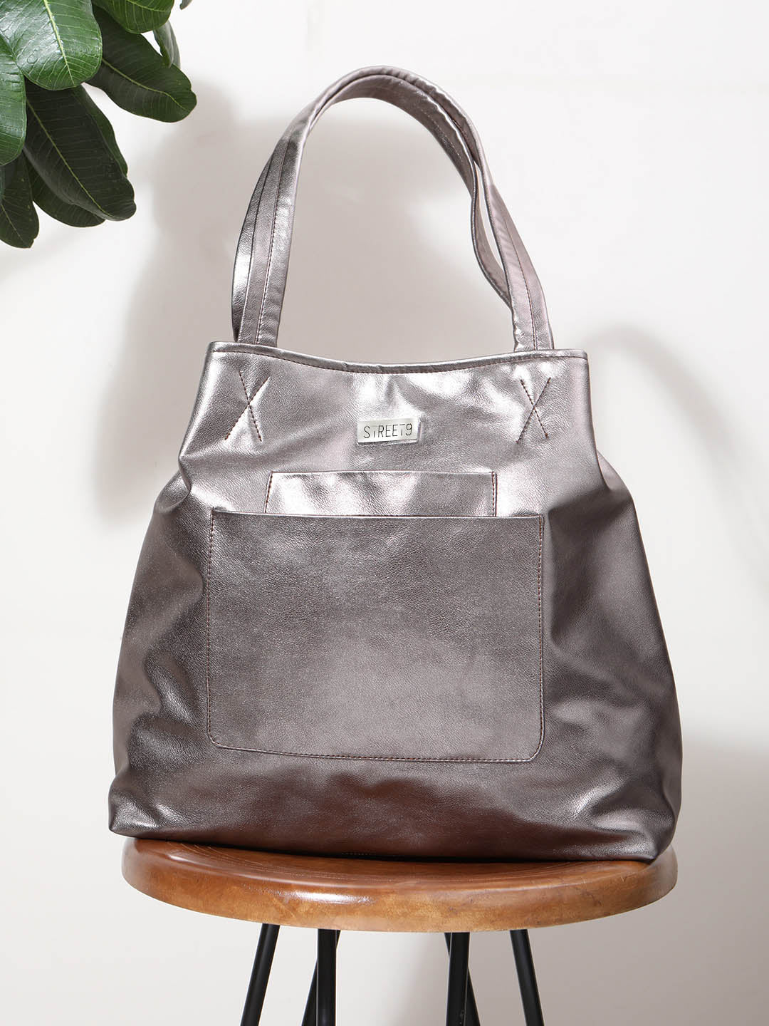 Silver Metallic Shopper Bag