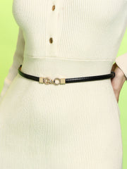 حزام أنيق بحلقة ملتوية - أسود منتصف الليل