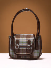 The Tartan Shoulder Bag - Chocolate Brown & Cornflower Blue