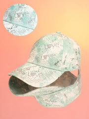 قبعة كرة سلة مرصعة بتدرجات لونية - أخضر نعناعي وأبيض عاجي