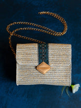 Colour Block Magnet Lock Sling Bag with Chain Strap