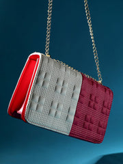 حقيبة كتف بغطاء متباين - أبيض ووردي