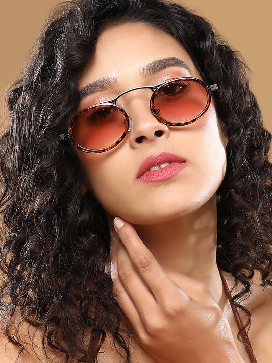 The Retro Malibu Oval Sunglass - Coffee Brown