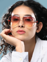 The Soprano Aviator Sunglass - Scarlet Red