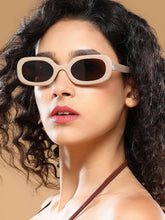 The Retro Rectangular Sunglass - Khaki Beige