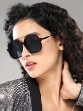 نظارة شمسية مستطيلة بتصميم طيار من Layover - أسود أونيكس