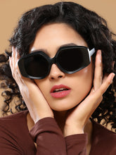 نظارة شمسية مستطيلة سميكة غير لامعة - أسود منتصف الليل