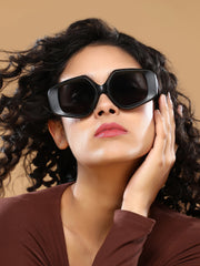 نظارة شمسية مستطيلة سميكة غير لامعة - أسود منتصف الليل