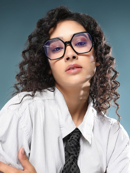 The Madame Geometric Sunglass - Onyx Black