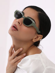 نظارة شمسية بتصميم عين القطة الحلزونية - أخضر زيتوني