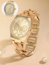 ساعة ذات ثلاث مينا بتصميم وسادة من قطع معدنية سميكة - ذهب كاليفورنيا