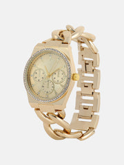 ساعة ذات ثلاث مينا بتصميم وسادة من قطع معدنية سميكة - ذهب كاليفورنيا