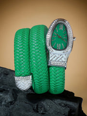 The Aurora Wrap Oval Watch - Emerald Green