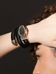 The Aurora Wrap Oval Watch - Onyx Black