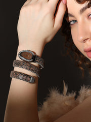 The Aurora Wrap Oval Watch - Leopard Brown