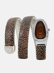 The Aurora Wrap Oval Watch - Leopard Brown