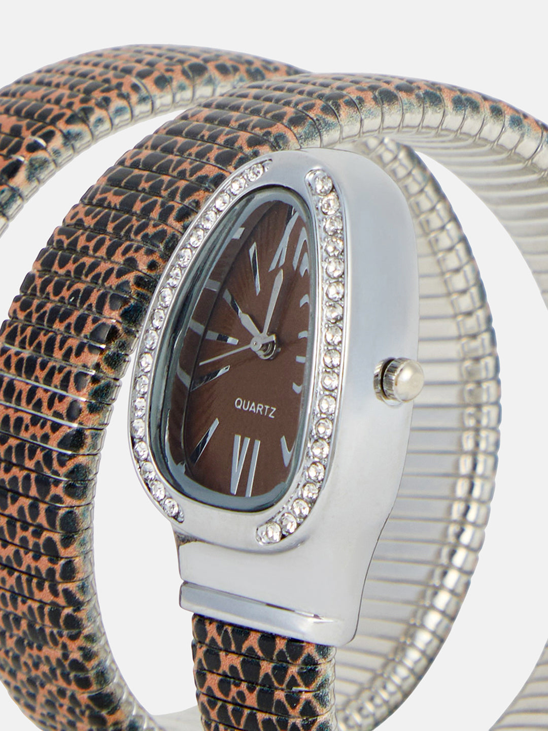 The Aurora Wrap Oval Watch - Leopard Brown