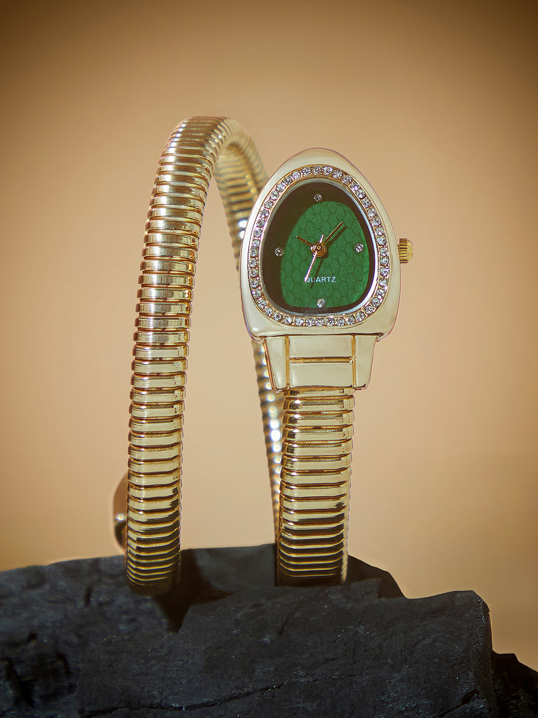 The Aurelia Gem Wrap Oval Watch - Emerald Green