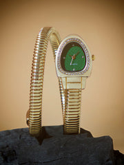 The Aurelia Gem Wrap Oval Watch - Emerald Green