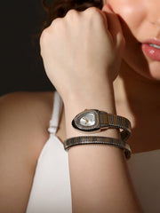 The Aurelia Gem Wrap Oval Watch - Metallic Silver