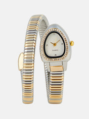 The Aurelia Gem Wrap Oval Watch - Metallic Silver