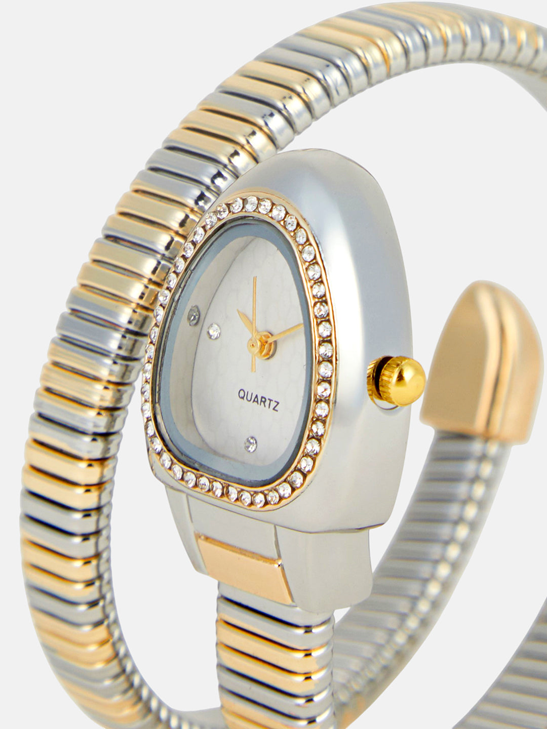 The Aurelia Gem Wrap Oval Watch - Metallic Silver